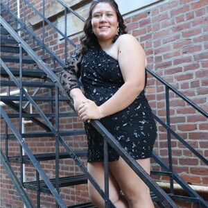 Black Homecoming Dress One Sleeve